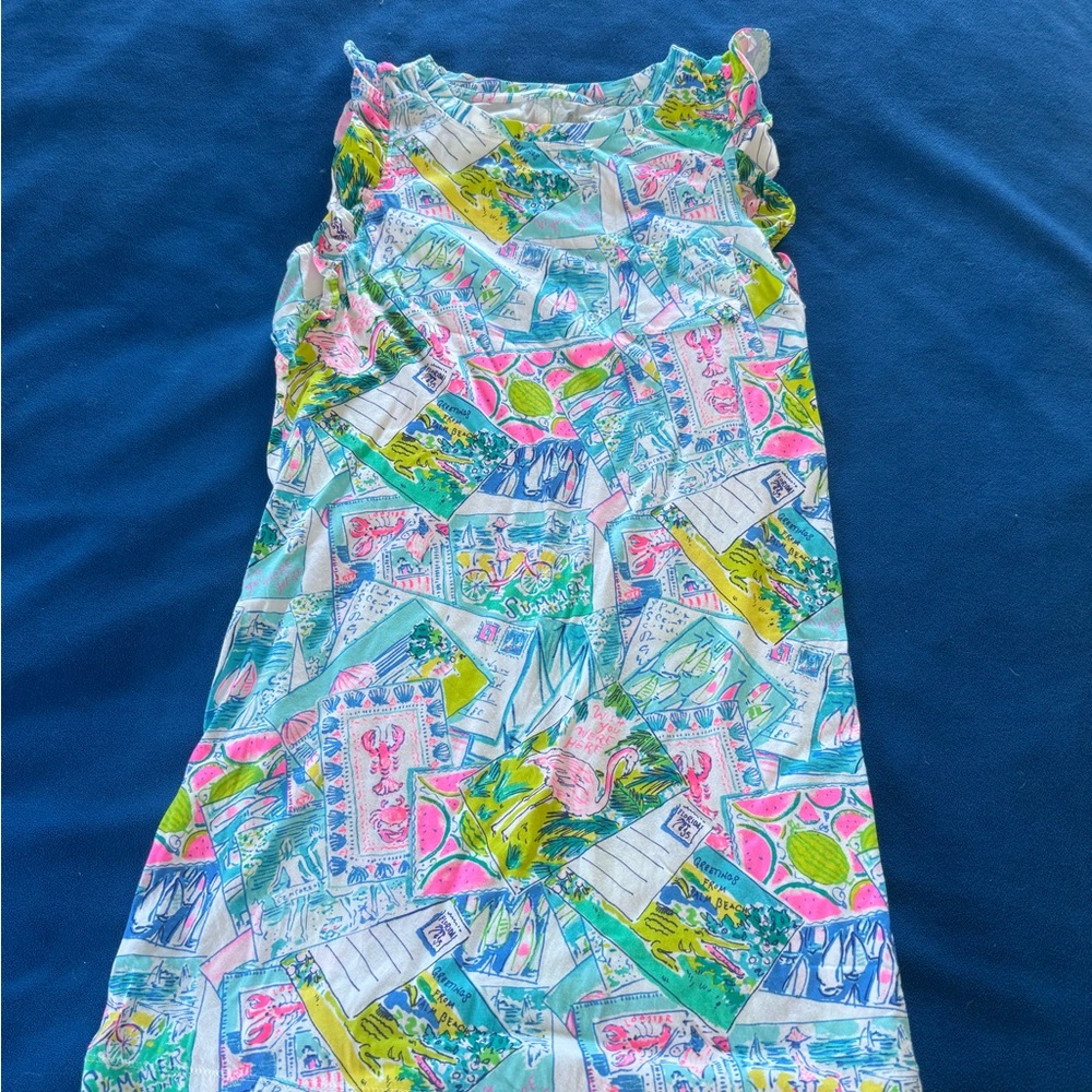 Lilly Pulitzer Pastel Aqua Pink & Lime Print Top